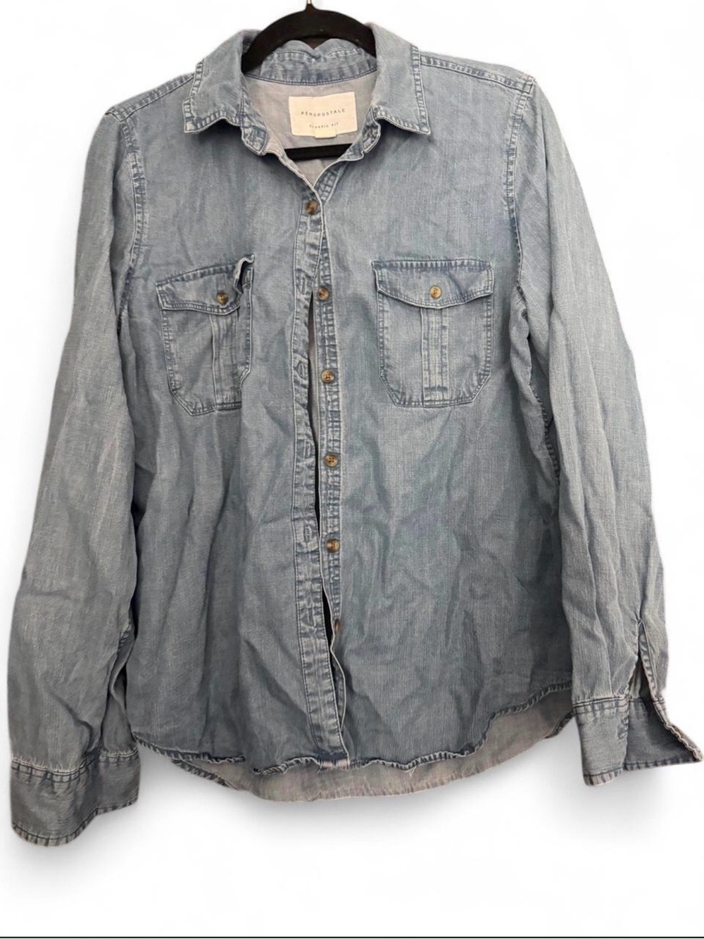Aeropostale Classic Fit Denim Chambray Button-Up Shirt XL